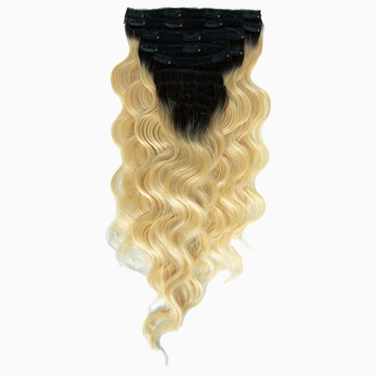 Lauren - Dark Roots Blonde Body Wavy - InVisiRoot® Clip-ins (AKA TrueRoot™ Clip-ins)