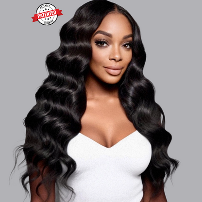 Upgrade from competitor's Follicle Fusion™ Clip-ins to our Patented InVisiRoot® Clip-ins. Experience True Undetectable Results: This is Dawn Cambodian Body Wavy texture  InVisiRoot® Clip-ins