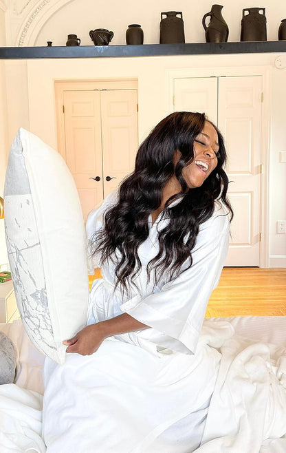 Upgrade from competitor's Follicle Fusion™ Clip-ins to our Patented InVisiRoot® Clip-ins. Experience True Undetectable Results: This is Dawn Cambodian Body Wavy texture  InVisiRoot® Clip-ins